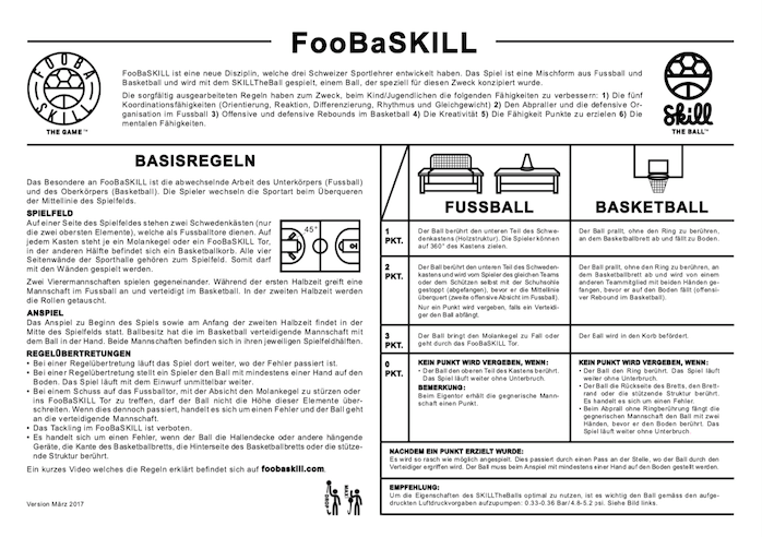 FooBaSKILL Regeln Anfänger mit Kasten