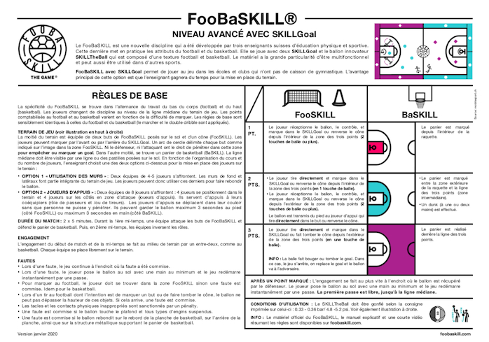 FooBaSKILL règles niveau avancé avec SKILLGoal
