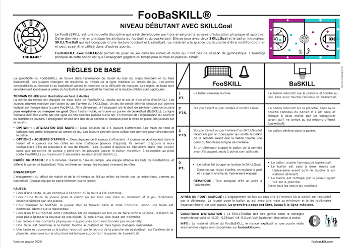 FooBaSKILL règles niveau débutant avec SKILLGoal