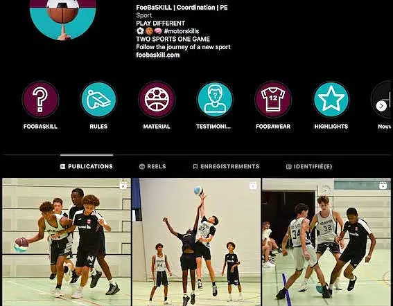 FooBaSKILL official Instagram page showing training photos and highlights