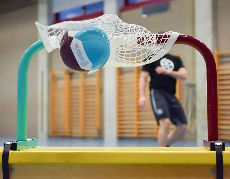 Close-up of the SKILLGoal net scoring during a FooBaSKILL training session